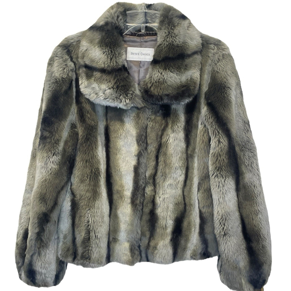 Beta's Choice Womens Large Faux Fur Jacket Coat Pockets Toggle Closure Gray - Picture 1 of 15
